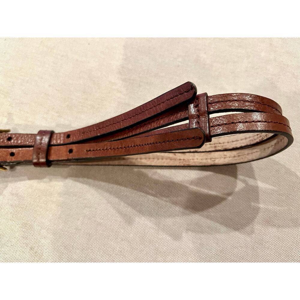 Brown Leather Skinny Double Belt Womens Large Classic Western Cottagecore